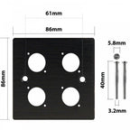 Black Metal Wall Plate Four Hole D-Series Standard