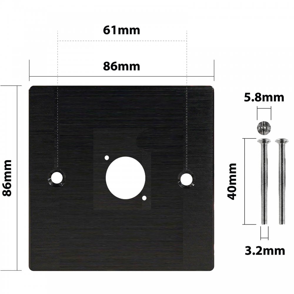 Black Metal Wall Plate One Hole D-Series Standard