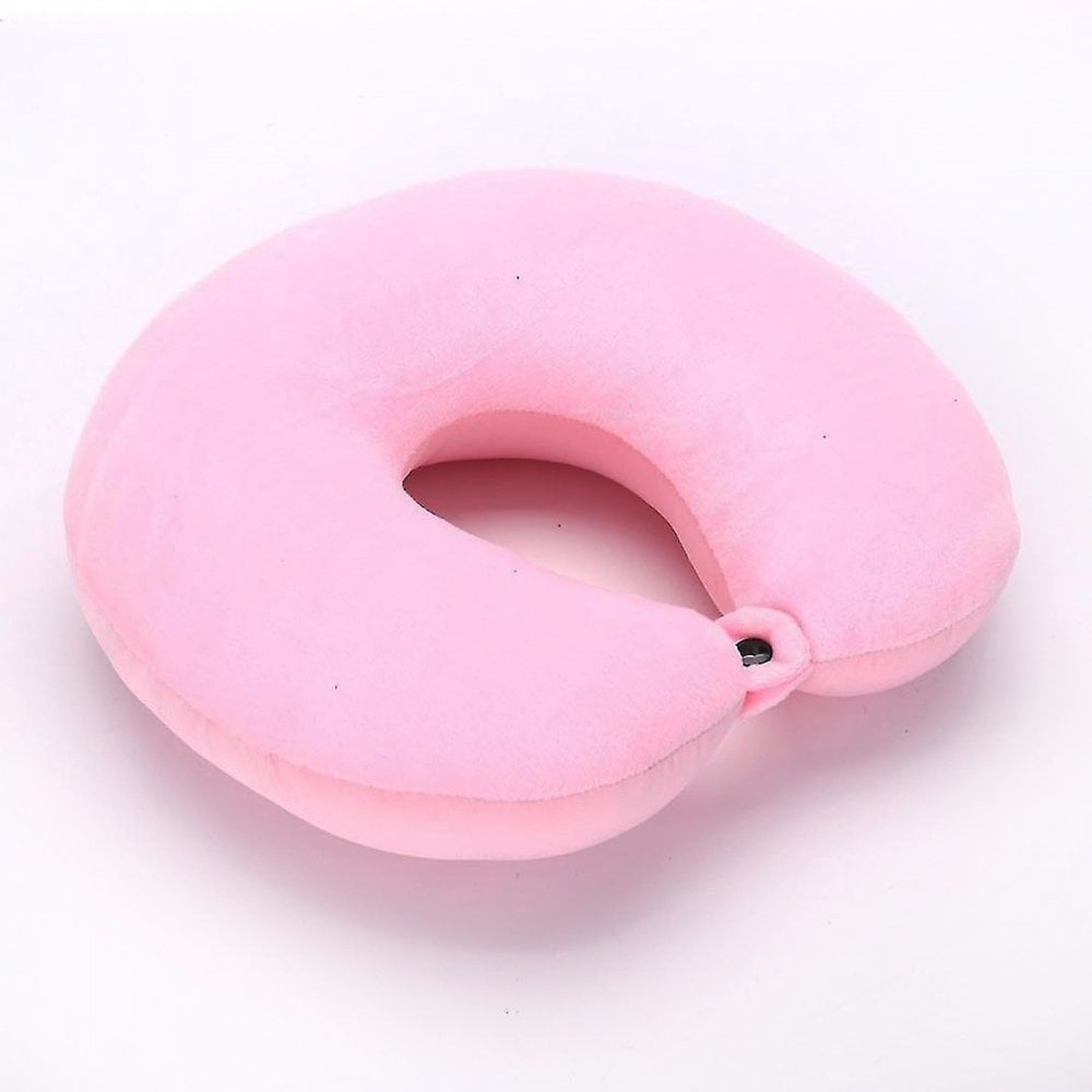 Velour Neck Support Cushions Pair Pink Blue