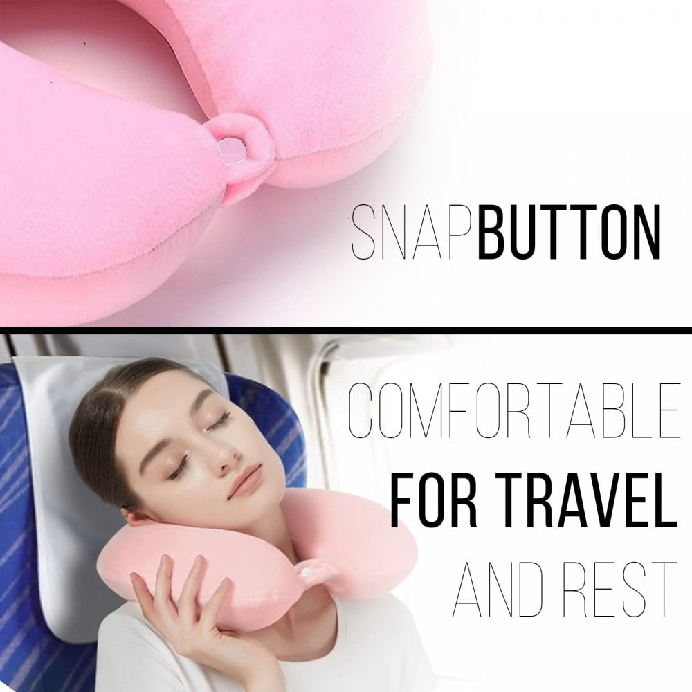 Velour Neck Support Cushions Pair Pink Blue