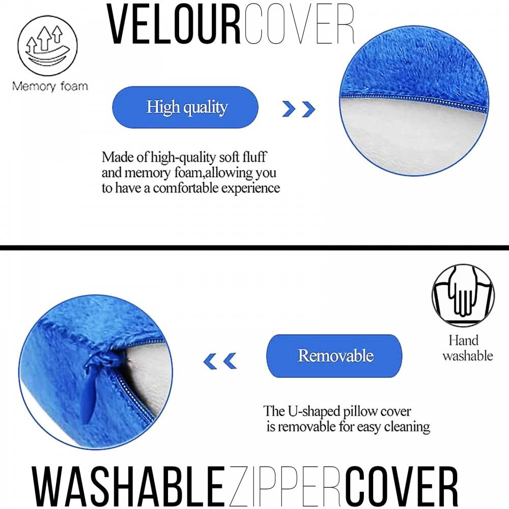 Velour Neck Support Cushions Pair Pink Blue
