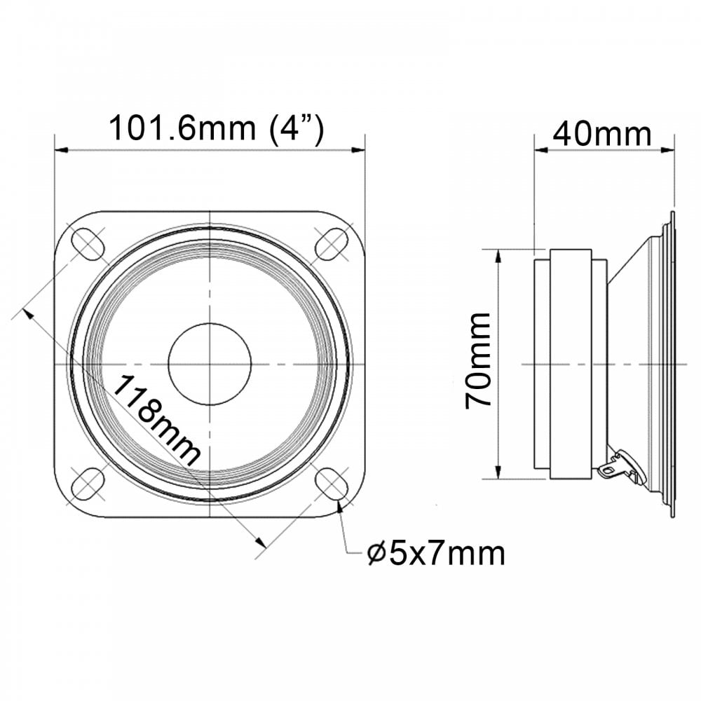 Pair of 4 inch 30W Full Range Mylar Weatherproof Chassis Speakers