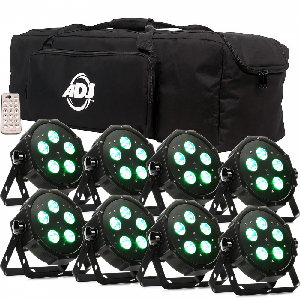 Mega HEX Par Six Colour LED Can 8pc Pack