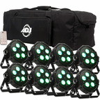 Mega HEX Par Six Colour LED Can 8pc Pack