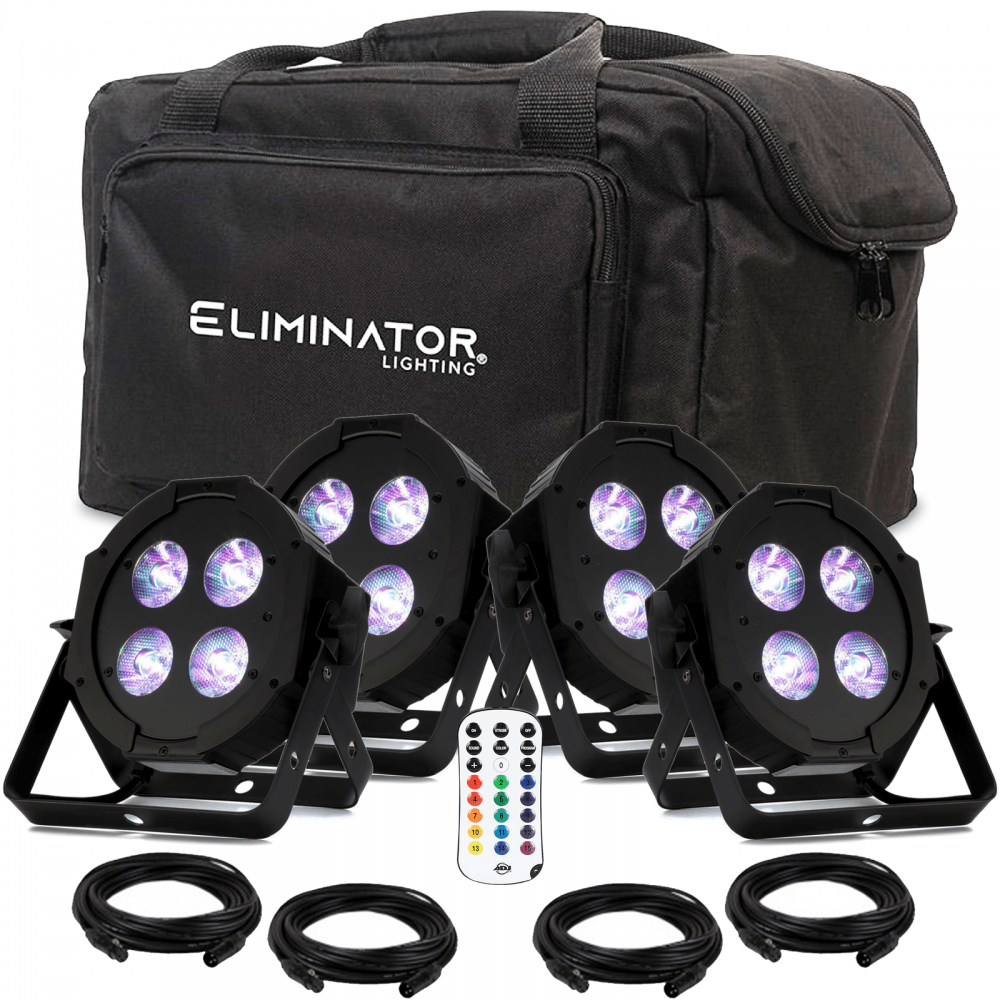 4pc Mega HEX L Par Six Colour LED Can 4 x 20w Kit