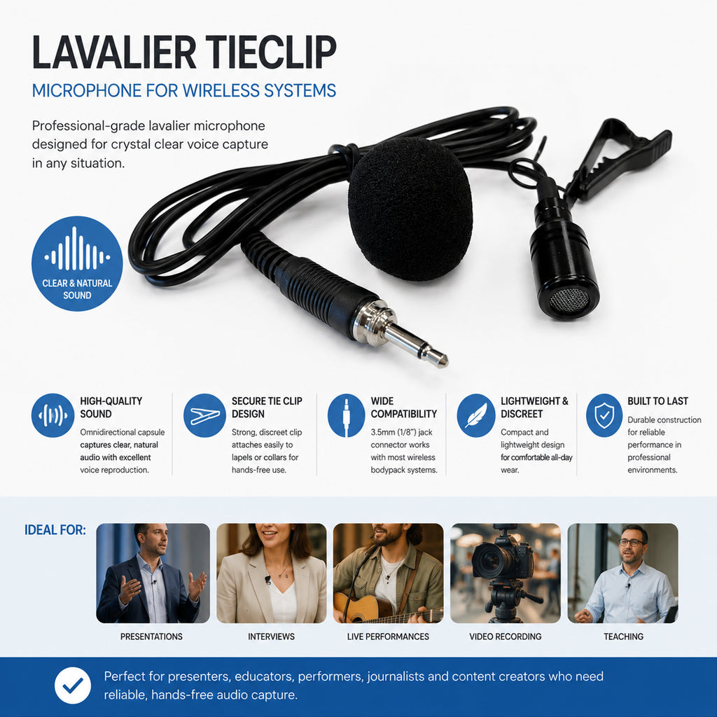 Lapel / Lavalier Microphone For Wireless Systems QU4 HU6 QRPA QXPA DT50