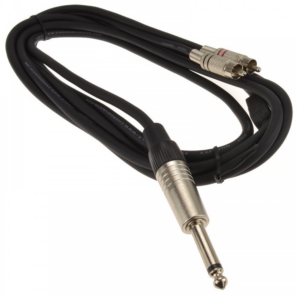 Classic Audio Lead 6.3mm Mono Jack - 2 RCA Plugs 3.0m