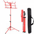 Red Metal Adjustable Sheet Music Stand Holder Folding Foldable