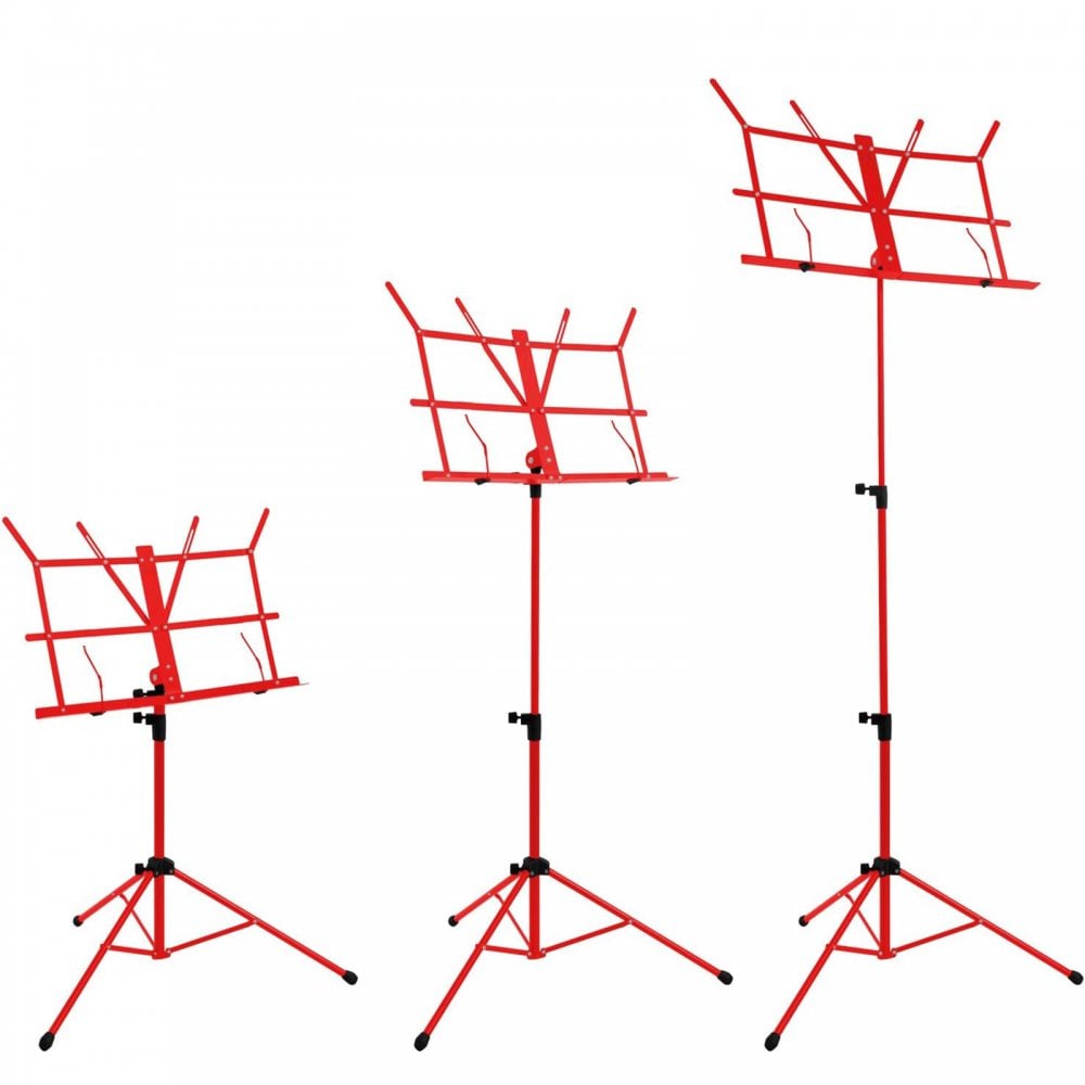 Red Metal Adjustable Sheet Music Stand Holder Folding Foldable