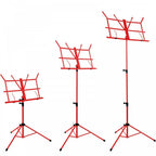 Red Metal Adjustable Sheet Music Stand Holder Folding Foldable