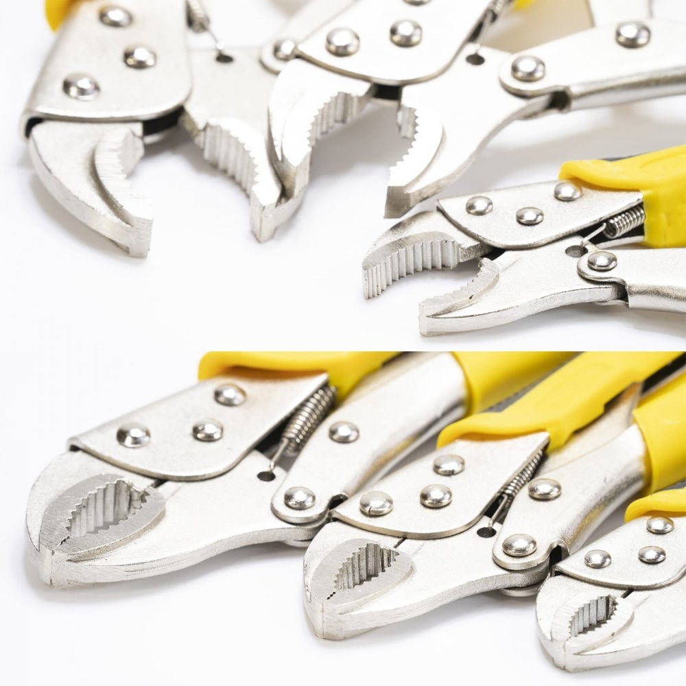 3 piece Lock Pliers Set 125mm 170mm and 250mm Jaw Versions