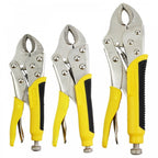 3 piece Lock Pliers Set 125mm 170mm and 250mm Jaw Versions
