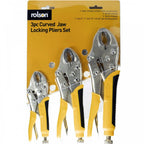 3 piece Lock Pliers Set 125mm 170mm and 250mm Jaw Versions
