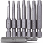 Chrome Vanadium T8-T40 8pc Star Bit Set for 1/4" Hex Drives