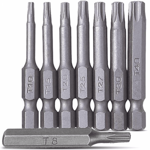 Chrome Vanadium T8-T40 8pc Star Bit Set for 1/4" Hex Drives
