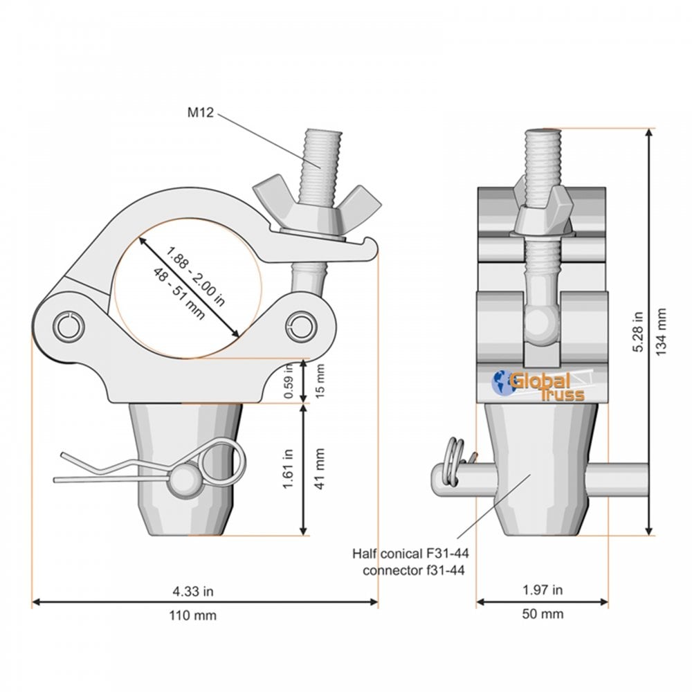 Half Coupler With Half Conical Insert Silver 48-51