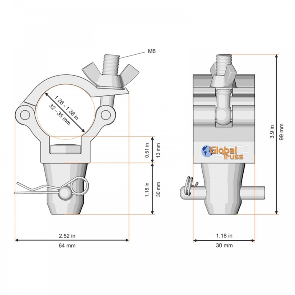 Half Coupler With Half Conical Insert Silver 32-35