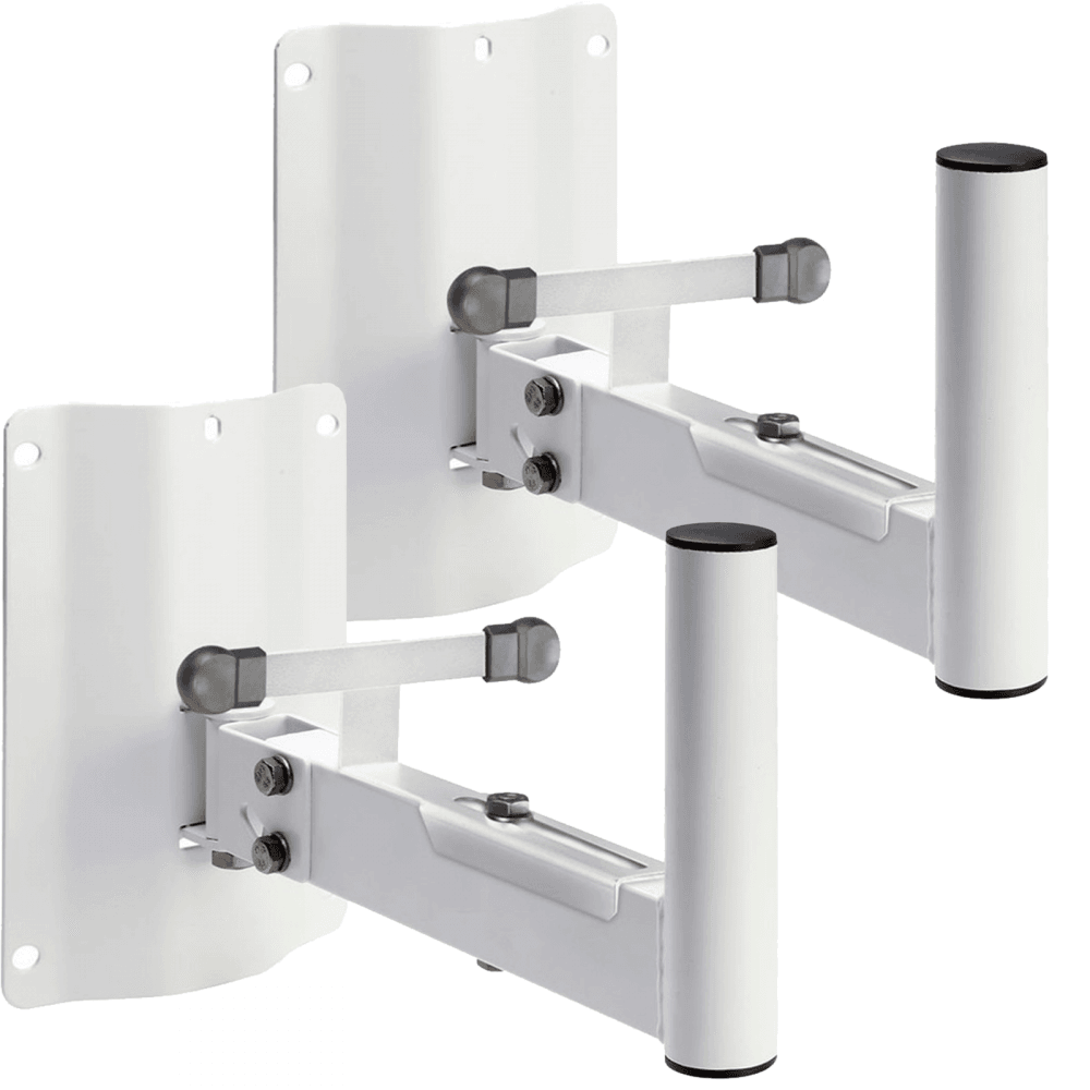 Pair of Adjustable White Speaker Wall Stand Brackets