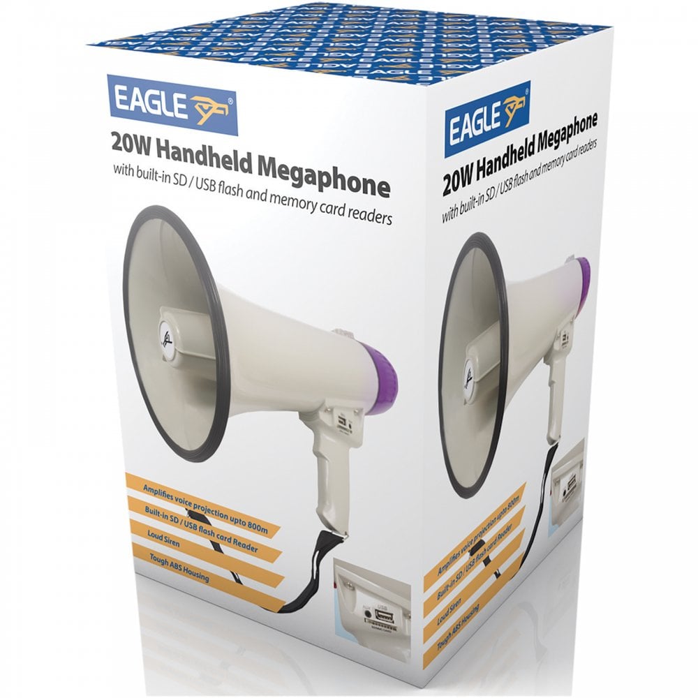20W Loud Hailer Pistol Grip Megaphone with SD/USB
