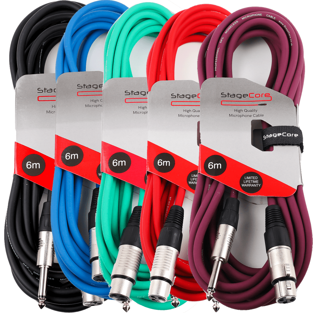 6M XLR Female To 6.35mm Jack Microphone Lead Balanced Colour