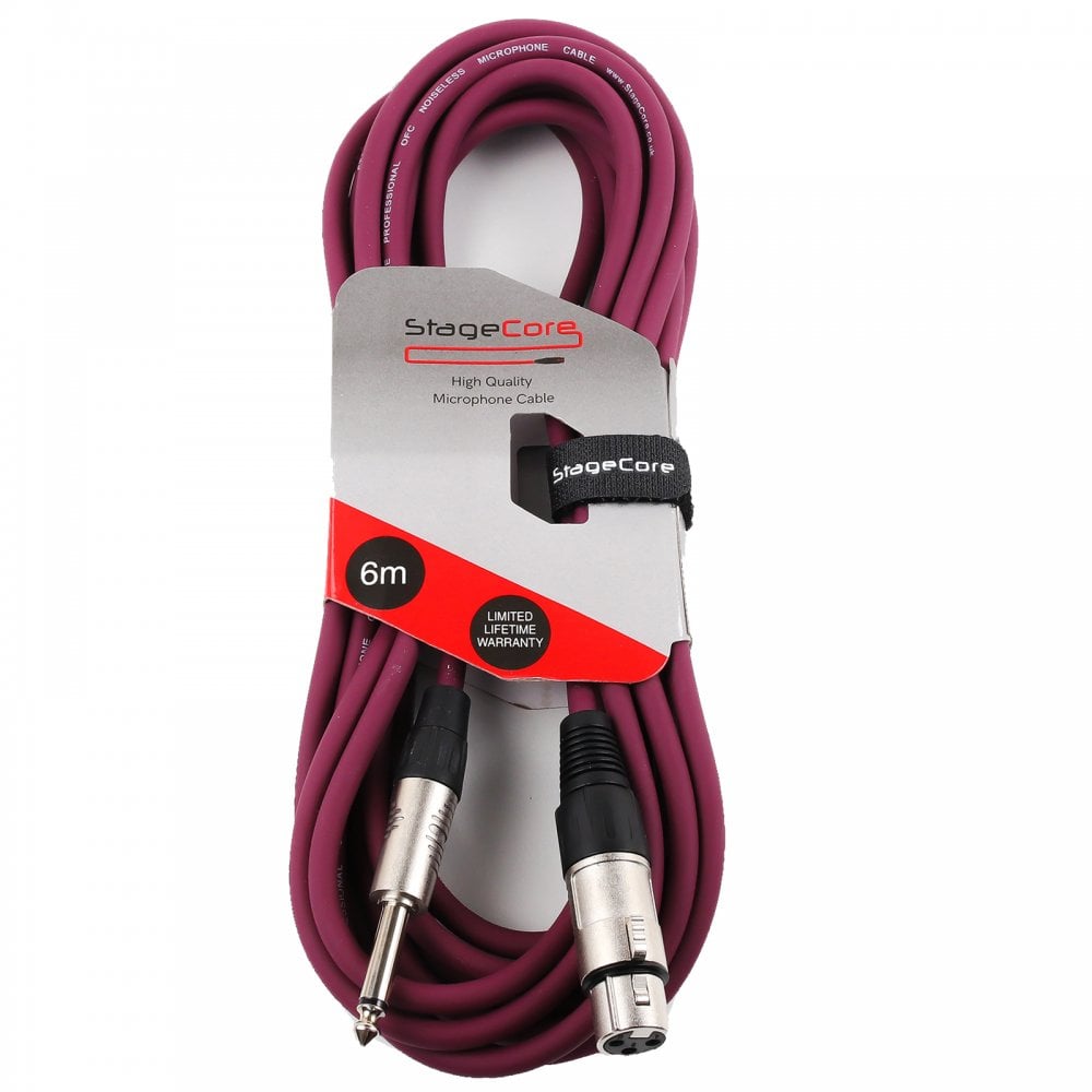 6M XLR Female To 6.35mm Jack Microphone Lead Balanced Colour