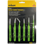 6 x Stainless Steel Epoxy Coated Tweezers