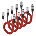 Pack of 5 Red 3 Pin XLR Line Female Socket to Male Plug Patch Lead 1M