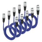 Pack of 5 Blue 3 Pin XLR Line Female Socket to Male Plug Patch Lead 1M