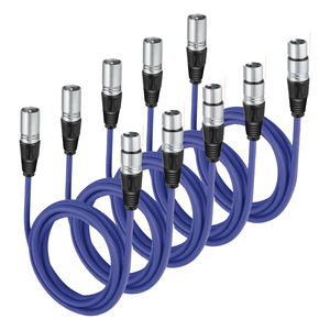 Pack of 5 Blue 3 Pin XLR Line Female Socket to Male Plug Patch Lead 1M