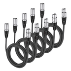 Pack of 5 Black 3 Pin XLR Line Female Socket to Male Plug Patch Lead 1M