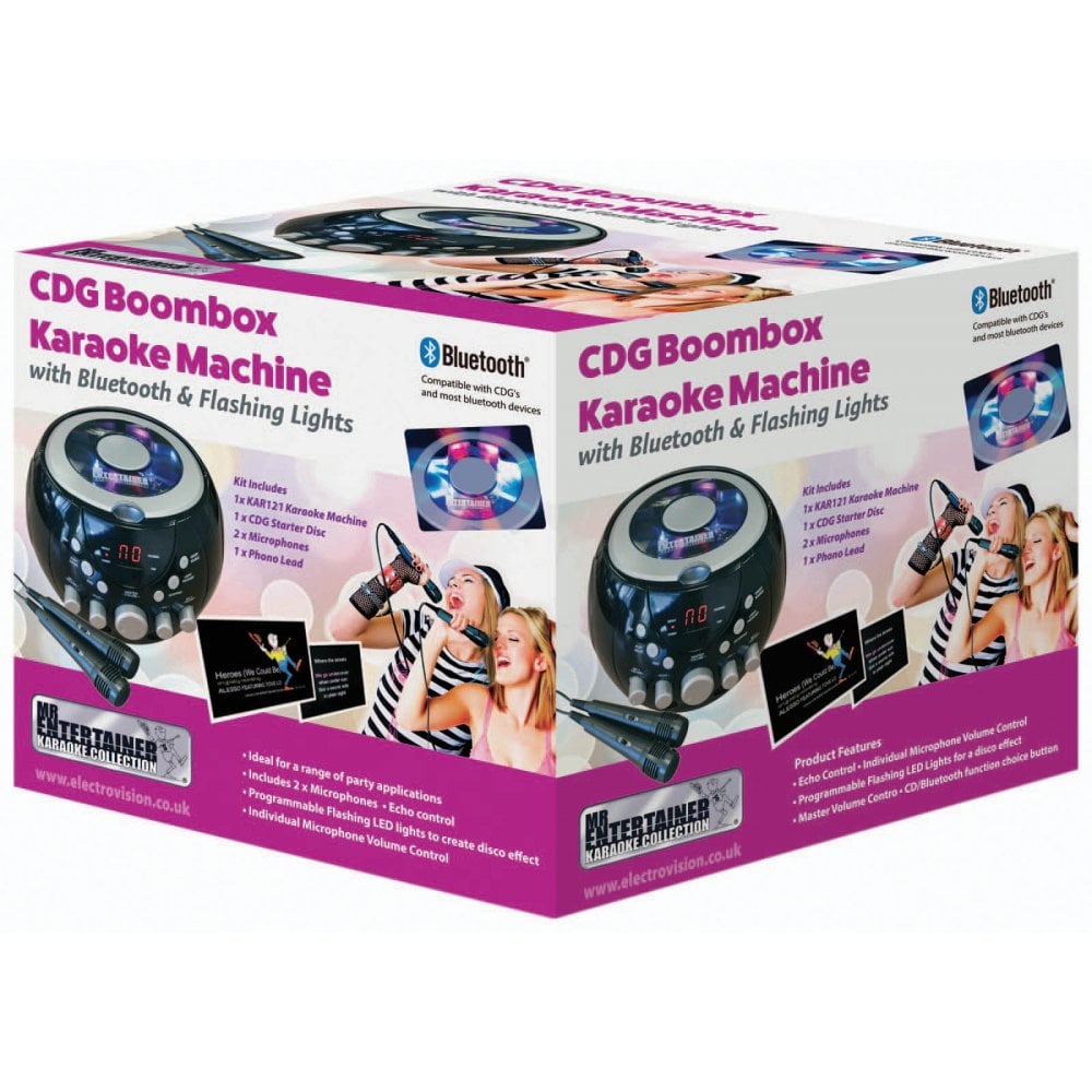 Karaoke Machine Boombox with Party Lights Package
