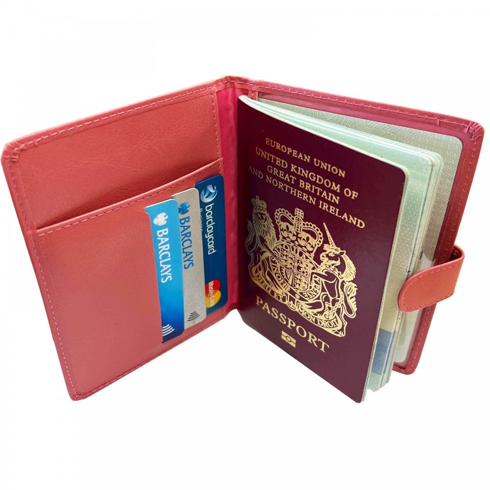 Pink Passport Holder and Wallet for Cash and Cards