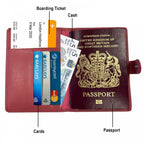 Pink Passport Holder and Wallet for Cash and Cards