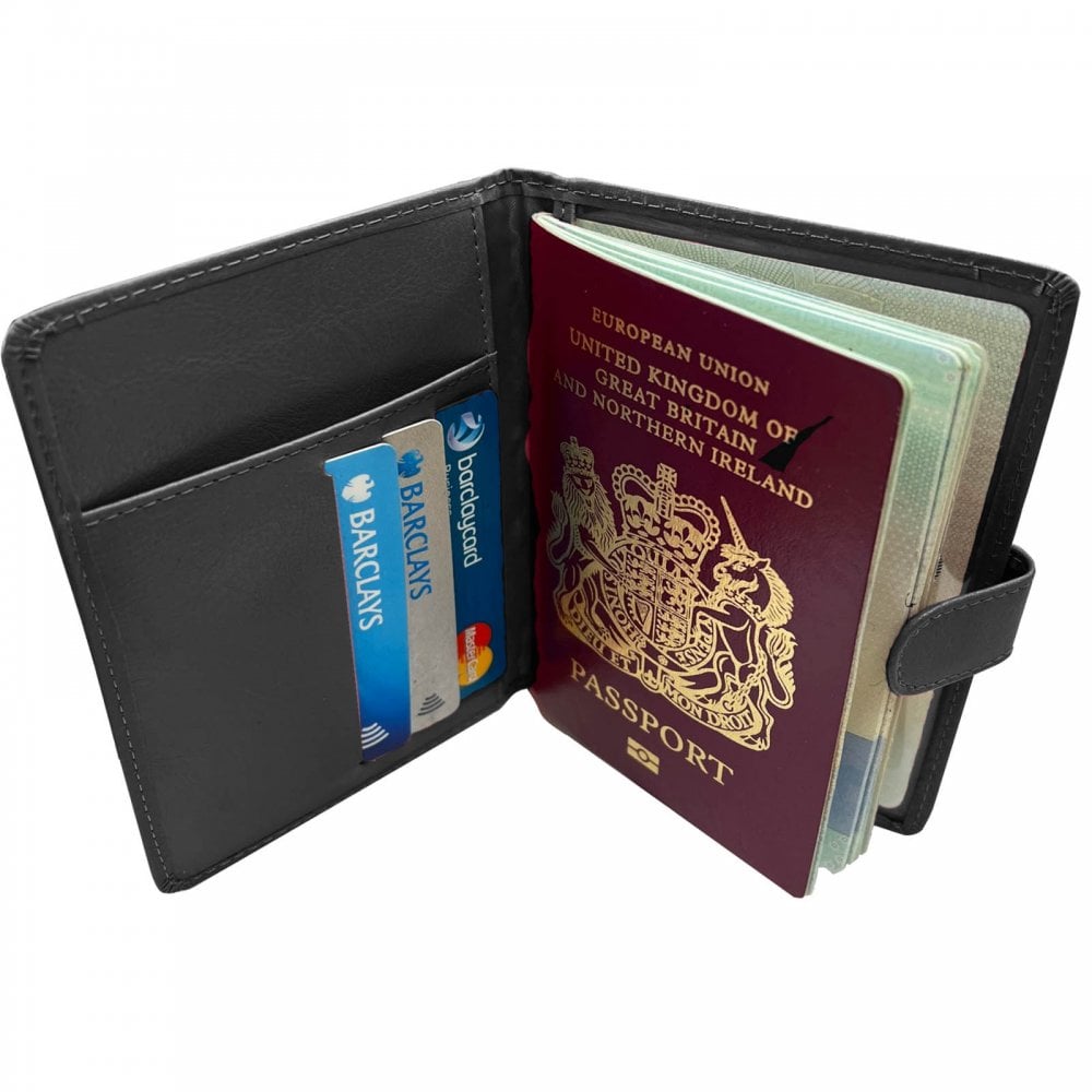 Black Passport Holder and Wallet for Cash and Cards