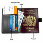 Black Passport Holder and Wallet for Cash and Cards