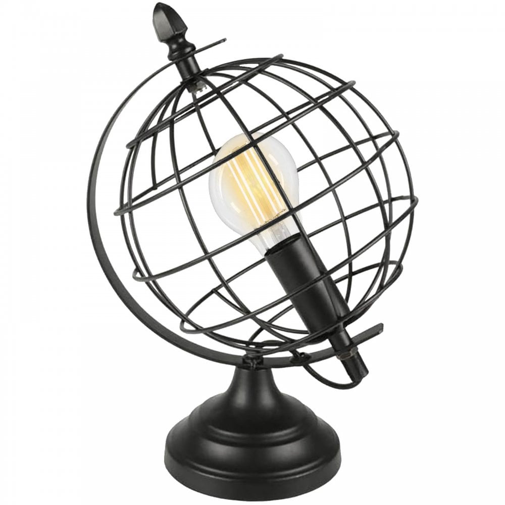 Retro-style Globe Shaped Cage Table Lamp
