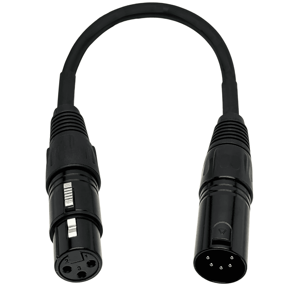 3-Pin Female to 5-Pin Male Adaptor DMX Converter