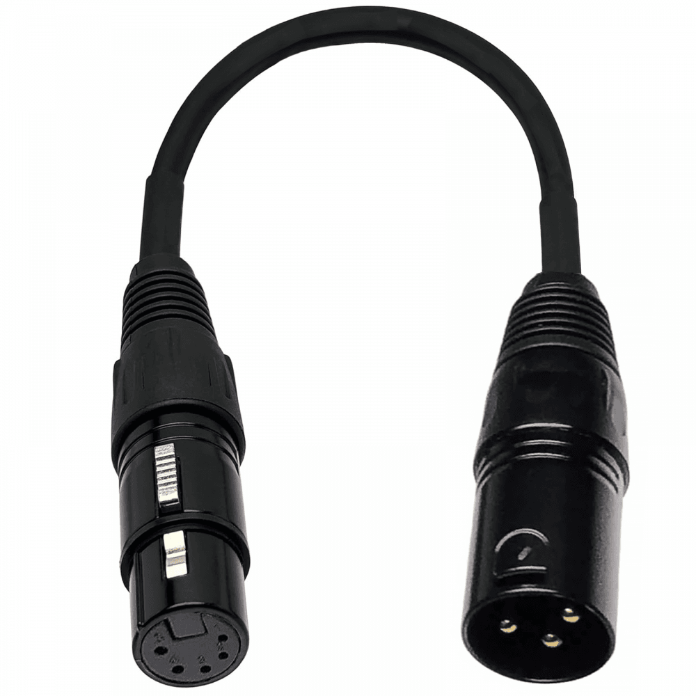 5-Pin Female to 3-Pin Male Adaptor DMX Converter