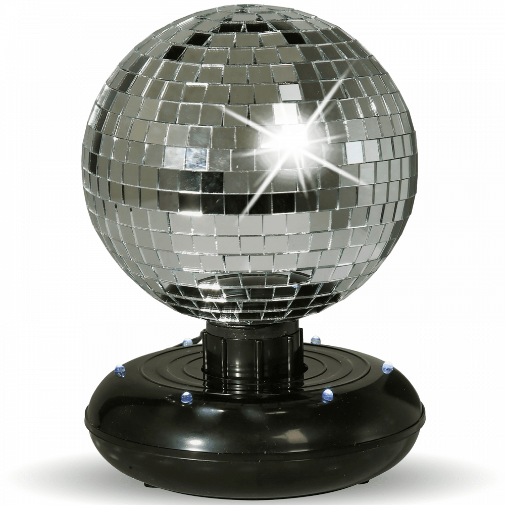 Table Top Standing Rotating Mirror Ball with Built-In LED