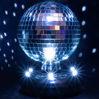 Table Top Standing Rotating Mirror Ball with Built-In LED