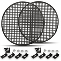 2 x Speaker Gill 12 Inch Black Metal Mesh Grille inc Clamps and Fixings