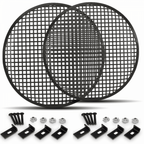 2 x Speaker Gill 12 Inch Black Metal Mesh Grille inc Clamps and Fixings