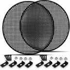 2 x Speaker Gill 18 Inch Black Metal Mesh Grille inc Clamps and Fixings