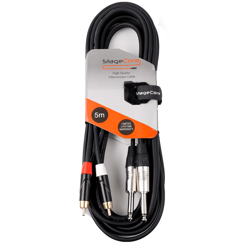 Twin 6.35mm Mono Jack to Twin RCA Phono Leads
