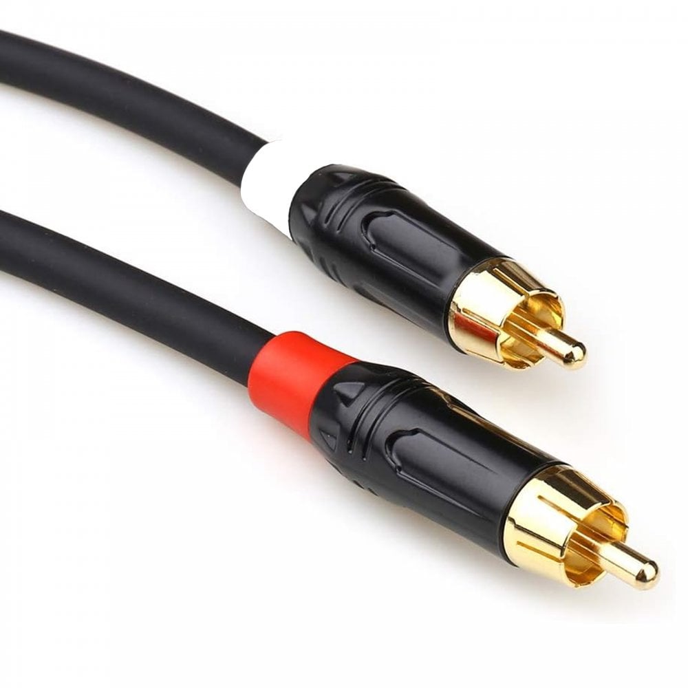Twin 6.35mm Mono Jack to Twin RCA Phono Leads
