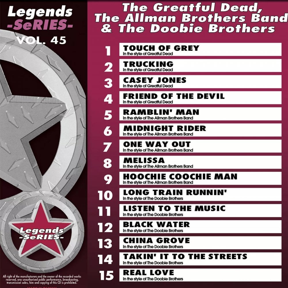 Karaoke CDG CD Legend Series Grateful Dead & Allman Doobies Brothers