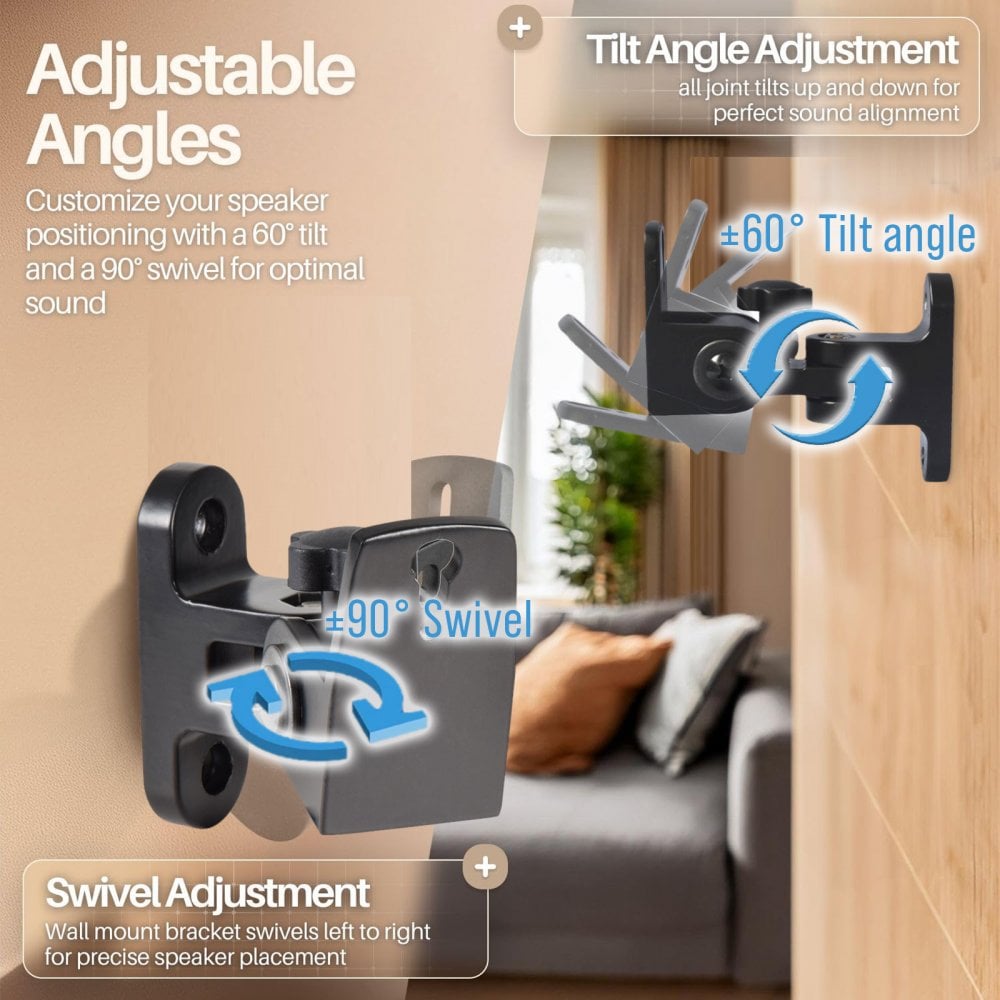 Adjustable Wall Mount Speaker Brackets 30Kg Load