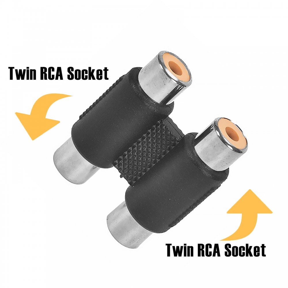 Twin Phono RCA Sockets to Twin RCA Sockets Adapter
