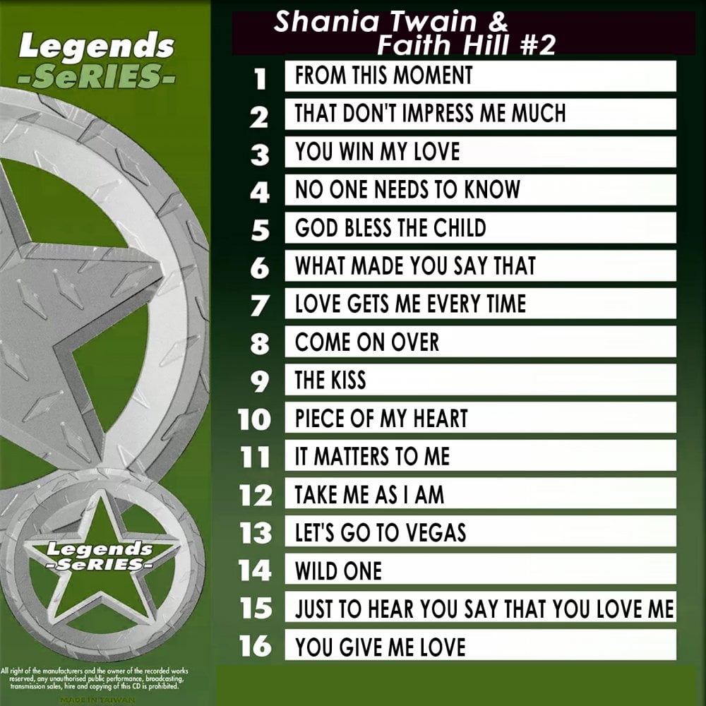 Karaoke CDG CD Legend Series Shania Twain & Faith Hill