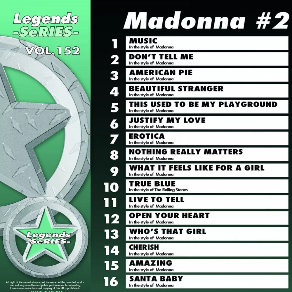 Karaoke CDG CD Legend Series Madonna Vol 2